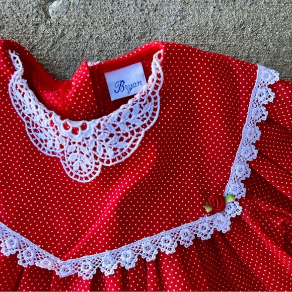 Red Lace Trim Kids Matching Set - Picture 3 of 10